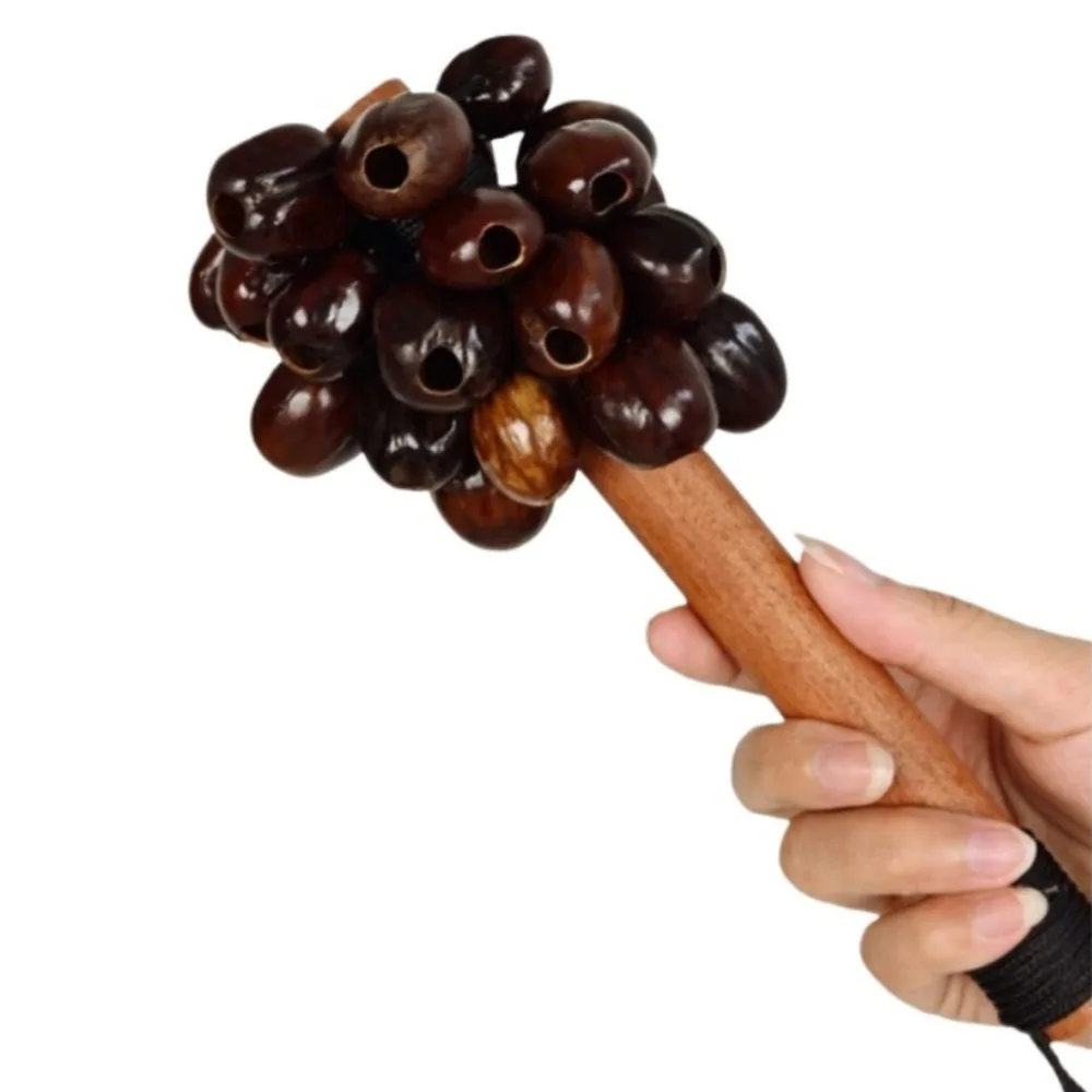 قذيفة الفاكهة اليد مكرنك جرس Pangji مقبض خشبي العلاج الصوتي ASMR تشاتشا Handbell بالا Juju أجراس الآلات الموسيقية