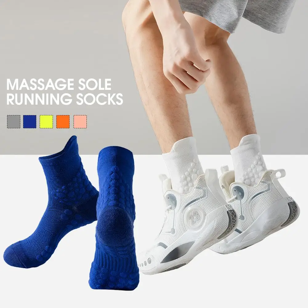 Meias esportivas antiderrapantes absorventes de suor, desodorante confortável, meias de badminton masculinas, meias profissionais respiráveis com fundo de toalha