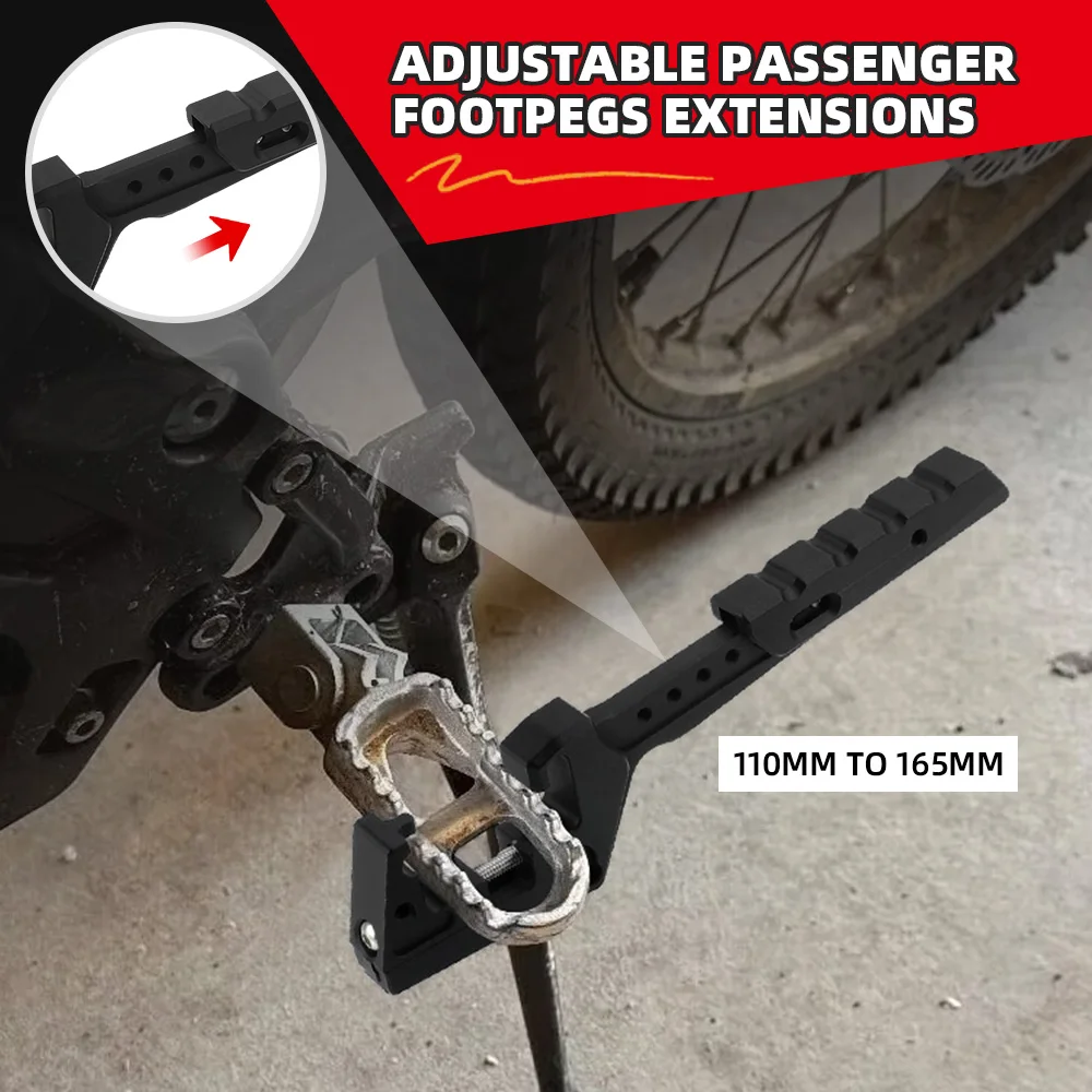 

110-165MM Adjustable Passenger FootPegs Extensions For Honda CRF 250 450 250RX RL 450L RWE CRF150R 150F 250X 230F Accessories