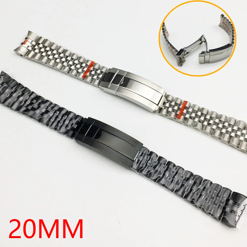 

20MM five baht stainless steel bracelet fashion leisure men's watch modification accessories waterproof white / black
