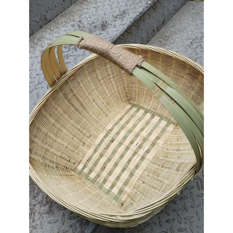 

woven products Household oval hand basket Buy vegetable basket Shopping basket Bamboo green woven egg