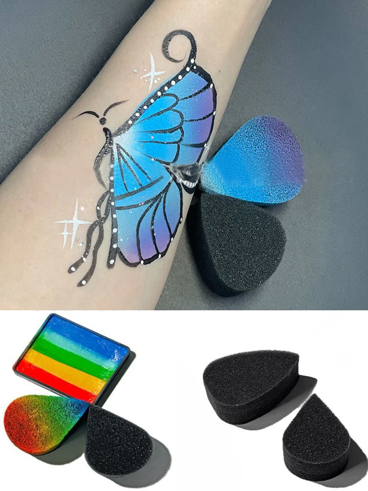Gros maquillage beauté forme personnalisée Halloween noël visage peinture éponge noir jaune rose éponge faciale