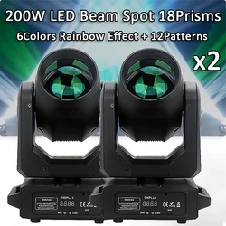 2 unids/lote 200W LED haz de luces con cabezales móviles efecto de escenario iluminación DMX luz de proyección para DJ Disco KTV fiesta boda vacaciones Bar