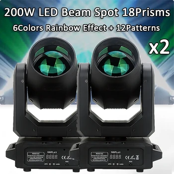 2 sztuki / partia 200W LED Beam Moving Head Lights Stage Effect Lighting DMX Projection Light dla DJ Disco KTV Party Wedding Holiday Bar