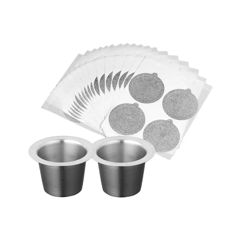 

Refill Coffee Capsules or Foil Seal Lids Stainless Steel Refillable Coffee Filters Cup Compatible with Nespresso