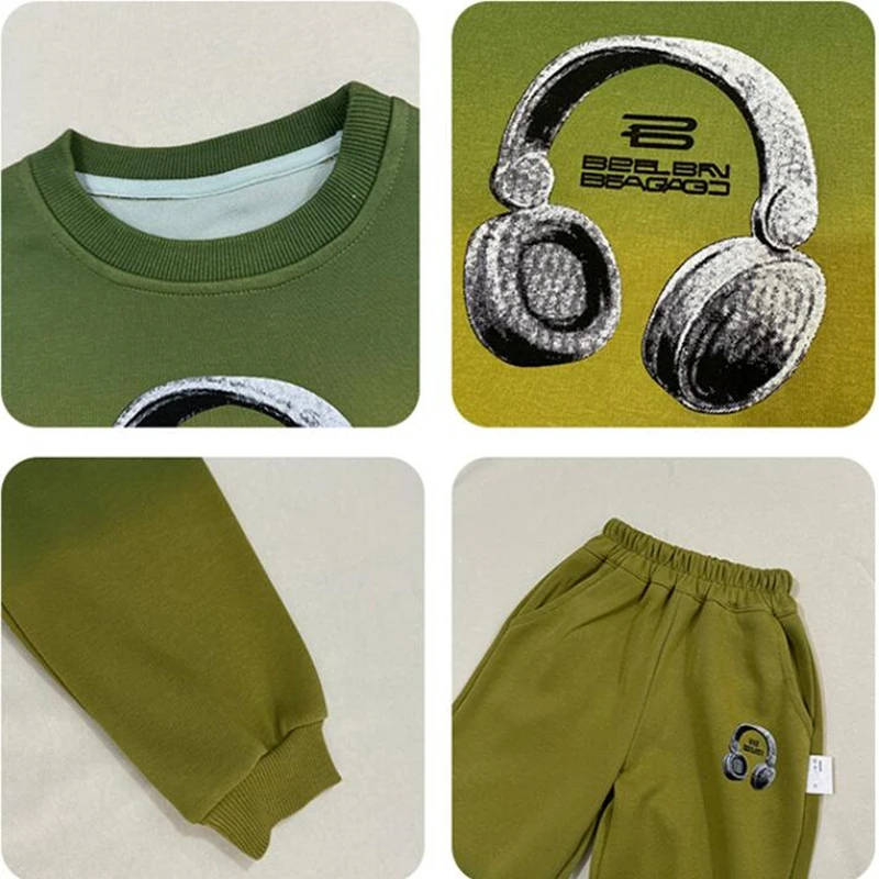 Completo per bambini Ragazzo Contrasto di colore Set in due pezzi Abito primaverile e autunnale Bello ragazzo adolescente Abbigliamento sportivo fresco 2-10 anni