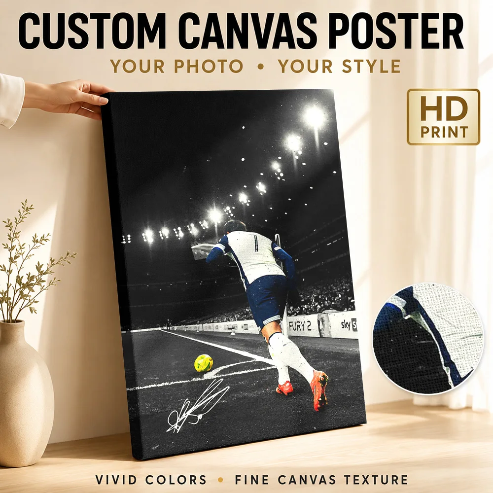 Dominic Solanke with Dejan Kulusevski Framed Canvas Print Poster Personalized Photo Modern Aesthetic Wall Art for Office Decor