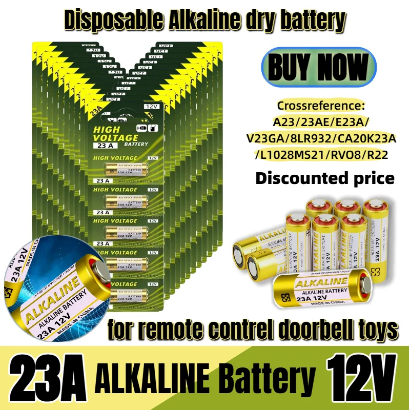 

23A 12V Alkaline Battery A23 23GA A23S E23A EL12 MN21 MS21 V23GA L1028 GP23A LRV08 For Remote Control Doorbell Toy Dry Battery