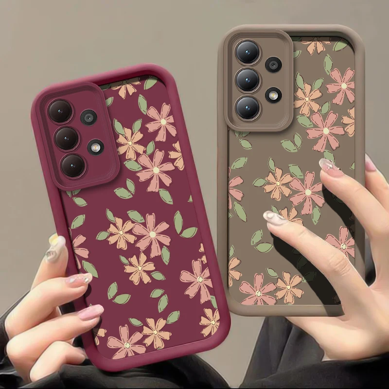 Anti-Drop Phone Case For Samsung Galaxy Note 20 Ultra M54 M51 M34 M16 M15 M13 M31 M30S M23 M22 Flower Leaves Pattern Cover