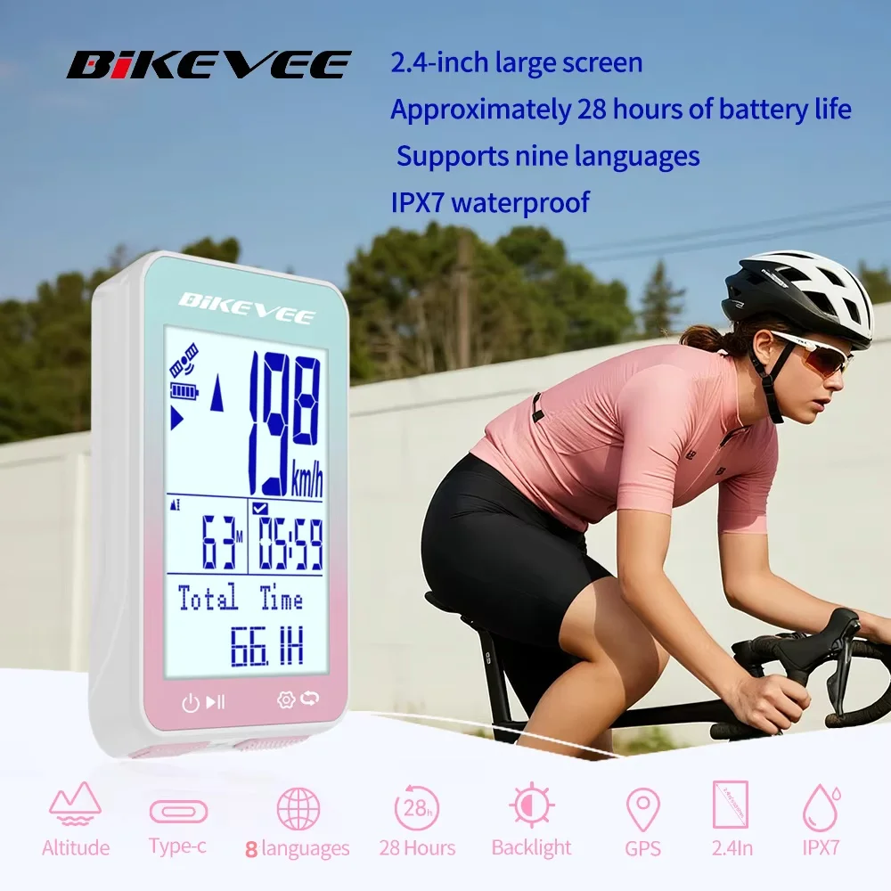 Mehrsprachiger GPS-Fahrradcomputer Drahtloser Tachometer Kilometerzähler Stoppuhr Tracker Mit Ständer und Hintergrundbeleuchtung