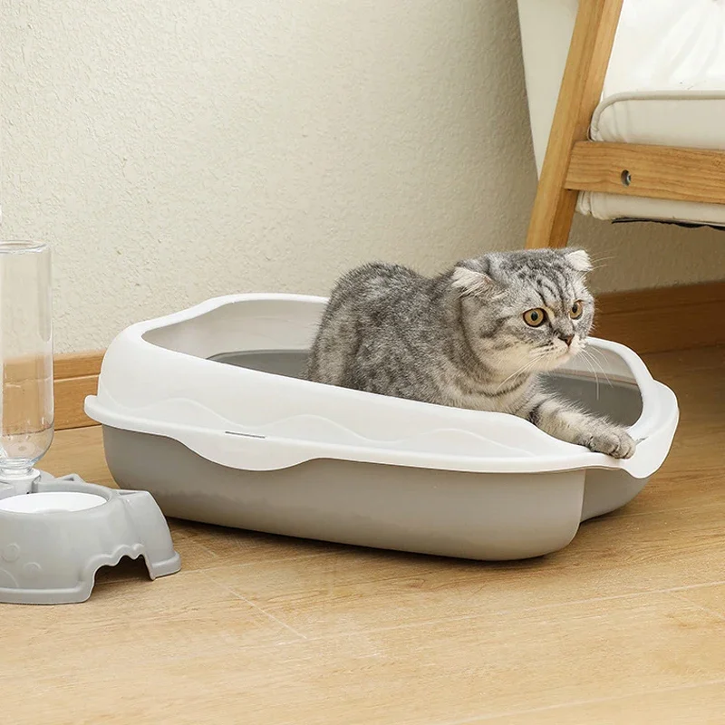

Semi-enclosed Litter Box Spatter-proof Cat Toilet Large Kitten Cleaning Supplies Large Cat Poop Bowl Pet Bupplies