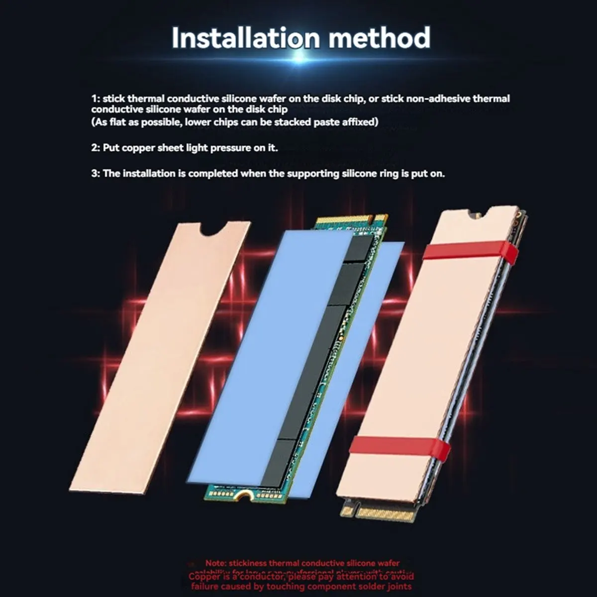 

SSD Copper Heatsink Solid State Disk Cooler Compatible with NVMe/NGFF M.2 SSD 2280 Harddisk for Lapt