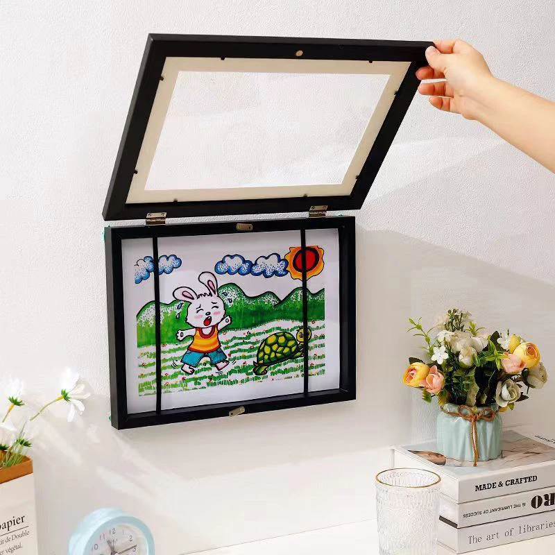 1PC Magnetic Flip Display Frame for Children Art Storage A4 A3 Size for Drawing Certificate and Artwork Showcase