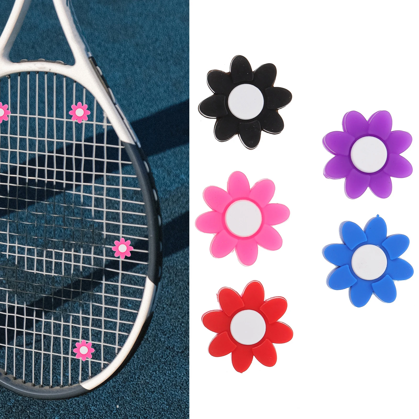

5Pcs Cartoon Petal Shock Absorber Tennis Racket Dampener Accessories Sports Equipment