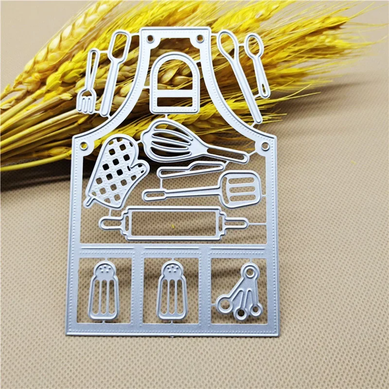 14Pcs Cute Kitchen Tool Set Metal Cutting Dies Scrapbooking Apron Decoration DIY Photo Album Crafts Cards Making Christmas Dies