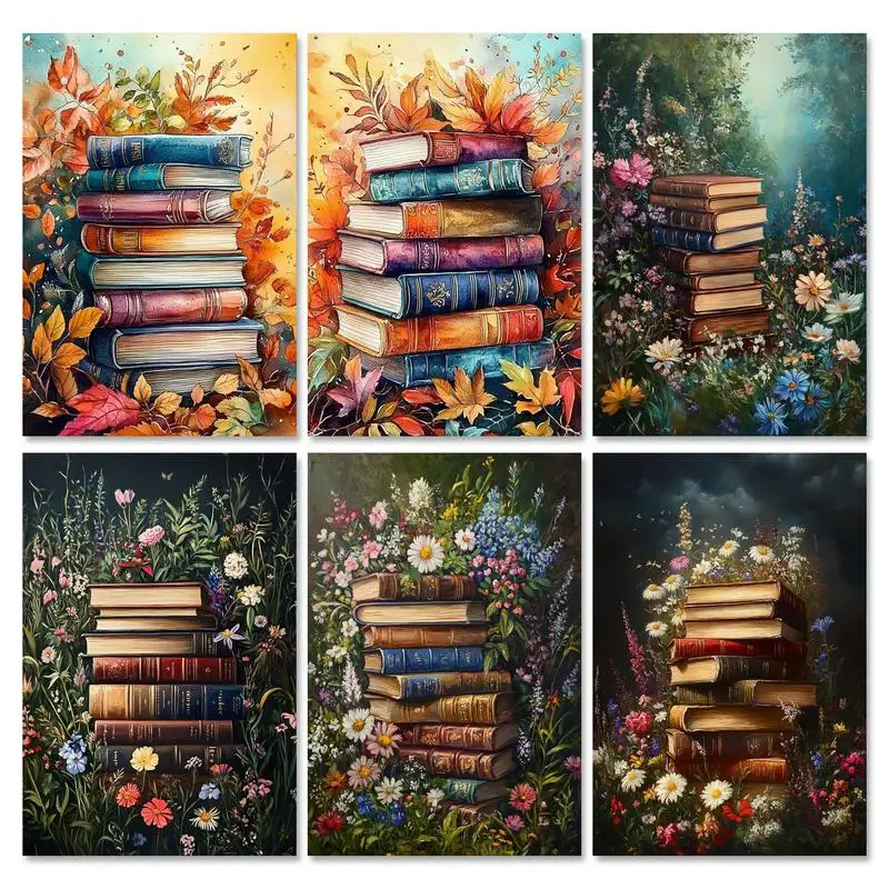 

PhotoCustom Full Square Diamond Embroidery Flower Book Cross Stitch DIY Diamond Painting Landscape Mosaic Home Decor