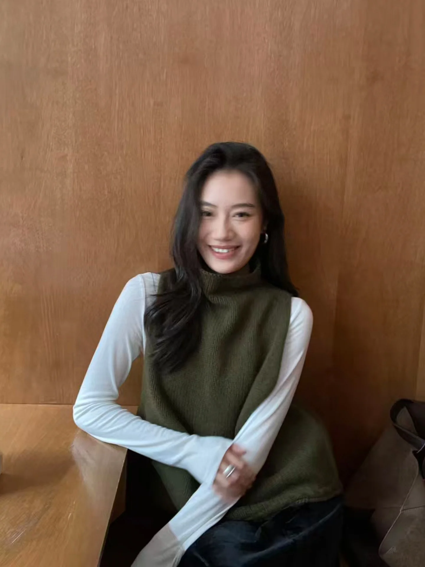 

Женский вязаный свитер с высоким воротником Sli, топ-жилет для многослойных образов, осень-зима, маленький размер, уникальный, красивый, модный