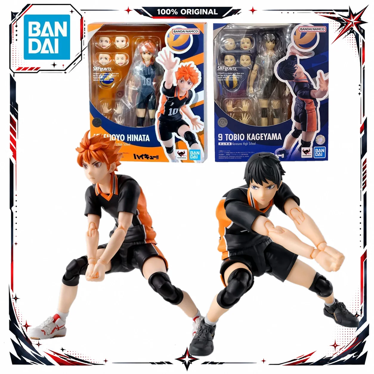 Оригинальная фигурка Bandai TAMASHII S.H.Figuarts Haikyuu!! Аниме-фигурки SHF: Шойо Хината и Тобио Кагеяма, коллекционные статуэтки