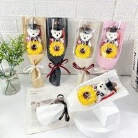 Maester Bear Flower Bouquet Graduation Sunflower Flowers Plush Toy Bear Bouquet Lovely Bear Bouquet Decoration