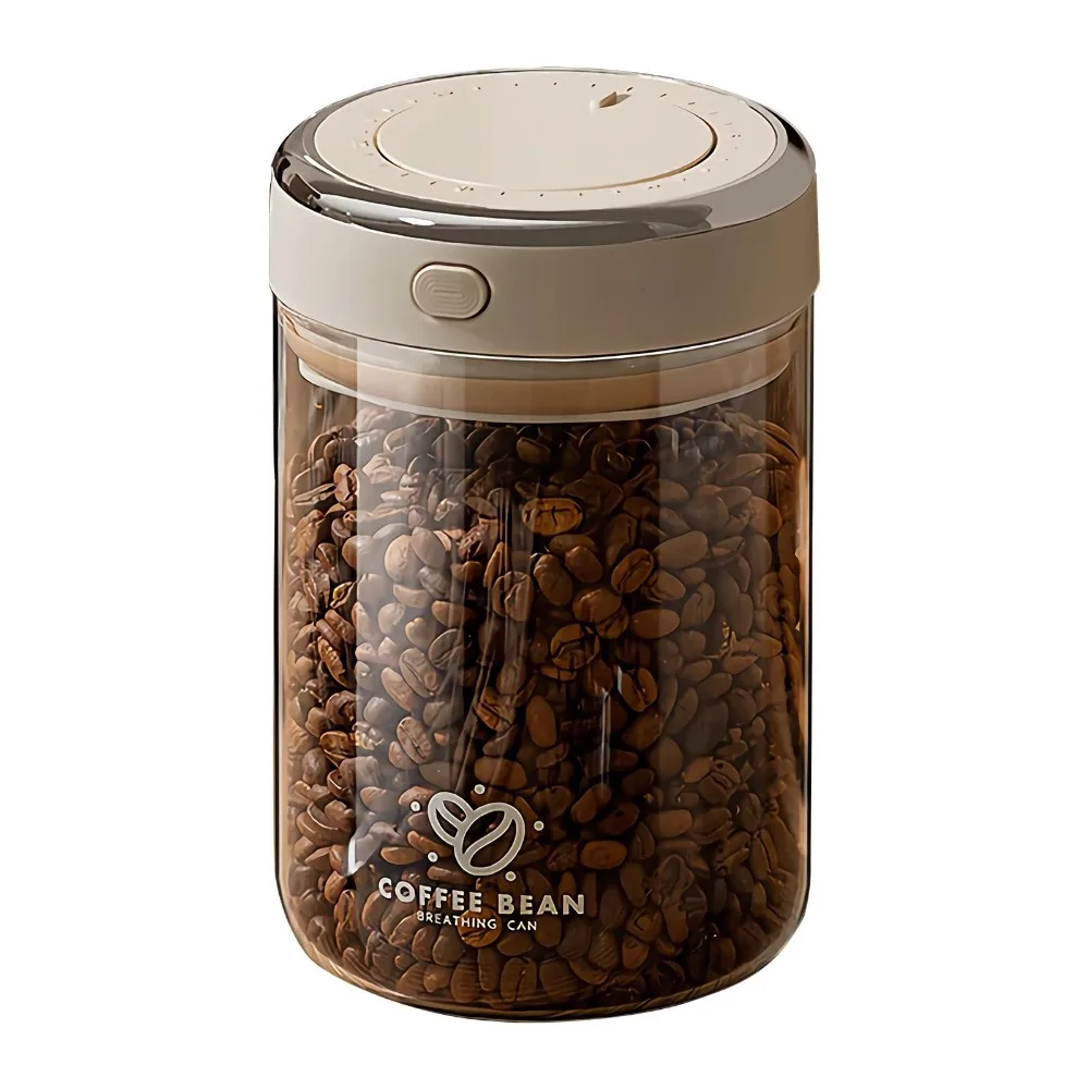 

Airtight Coffee Bean Container Vacuum Sealed Food Storage Jar with Valve Date Tracker Freshness Keeper Kitchen Organizer