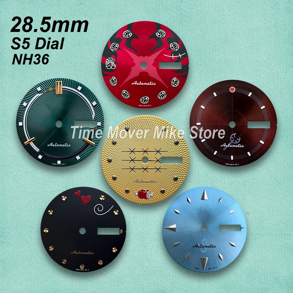 

28.5mm S5 Logo Dial Cartoon Straw Hat Dial Suitable NH36/4R36 Movement Dual Calendar Quality Watch Modification Accessories