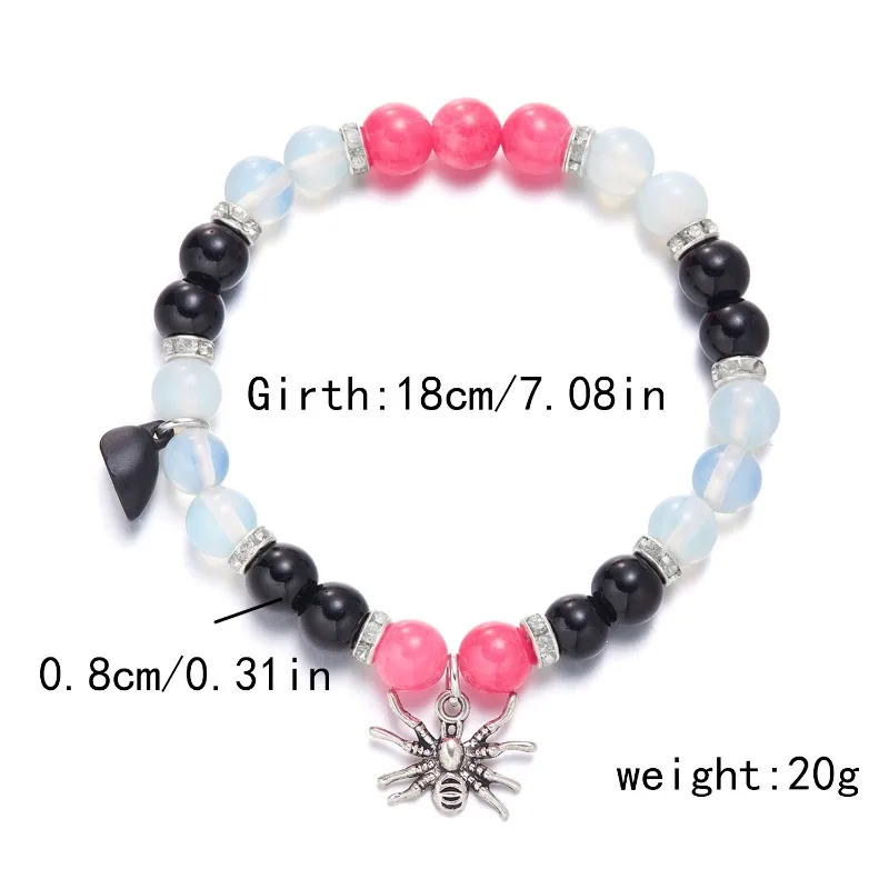 2-teiliges Set Naturstein-Armband für Damen und Herren, elastisch, magnetische Anziehungskraft, passendes Armband, Halloween-Zubehör, Paar-Geschenke