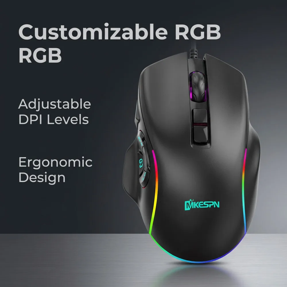 Wired Gaming Mouse with RGB Backlit, 7200 DPI Adjustable, Mouse with 10 Programmable Macro Buttons ,X9 Gaming Mouse