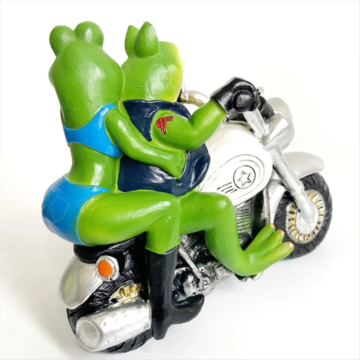 Frog Motorcycle Resin Frog Couple Riding on Motorcycle Figurines Frog Figurine Decor Resin Frog Gifts Garden Frog Decor-SPMI