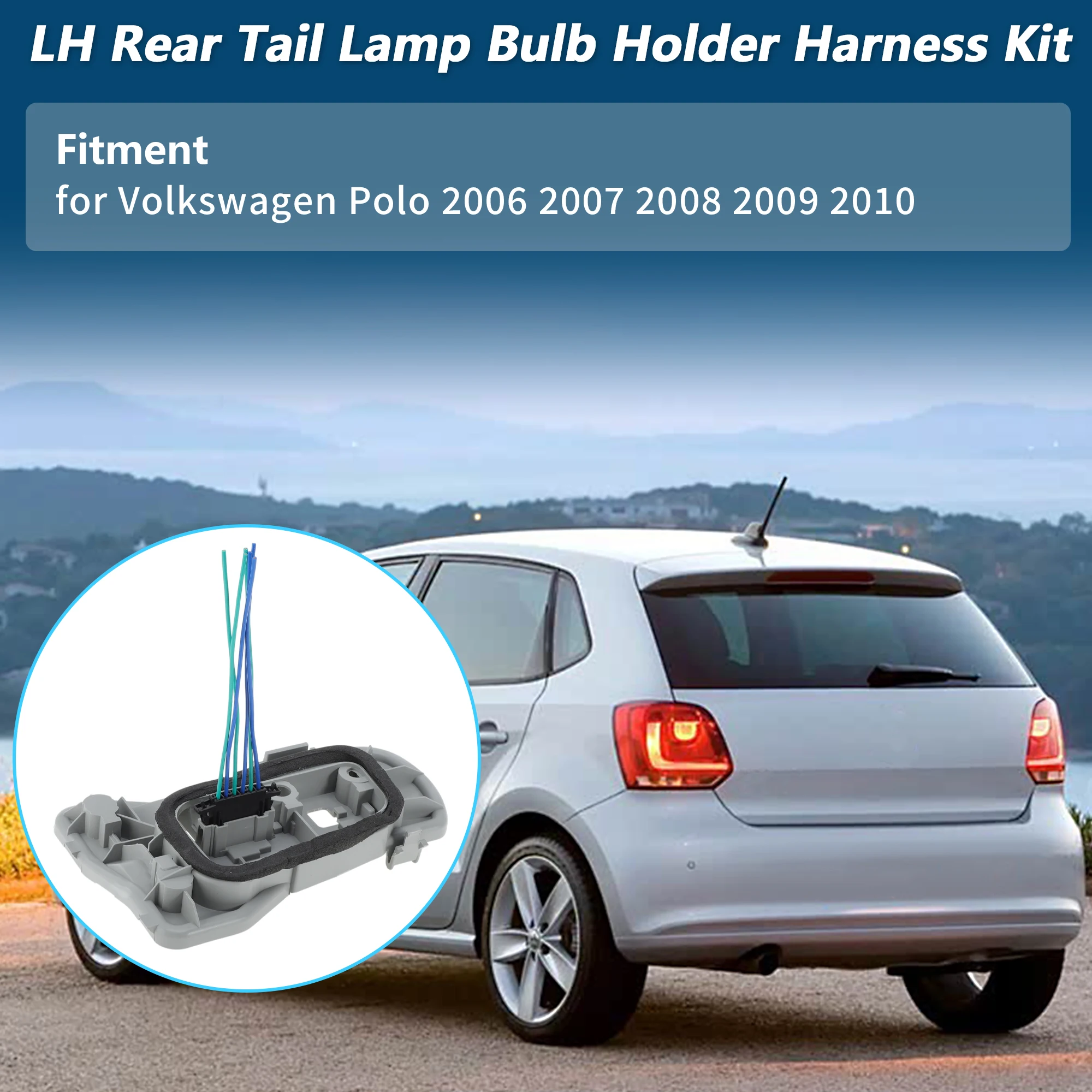 

UXCELL Rear Left Tail Light Socket Wiring for Volkswagen Polo 2006-2010 No.6QD945257A