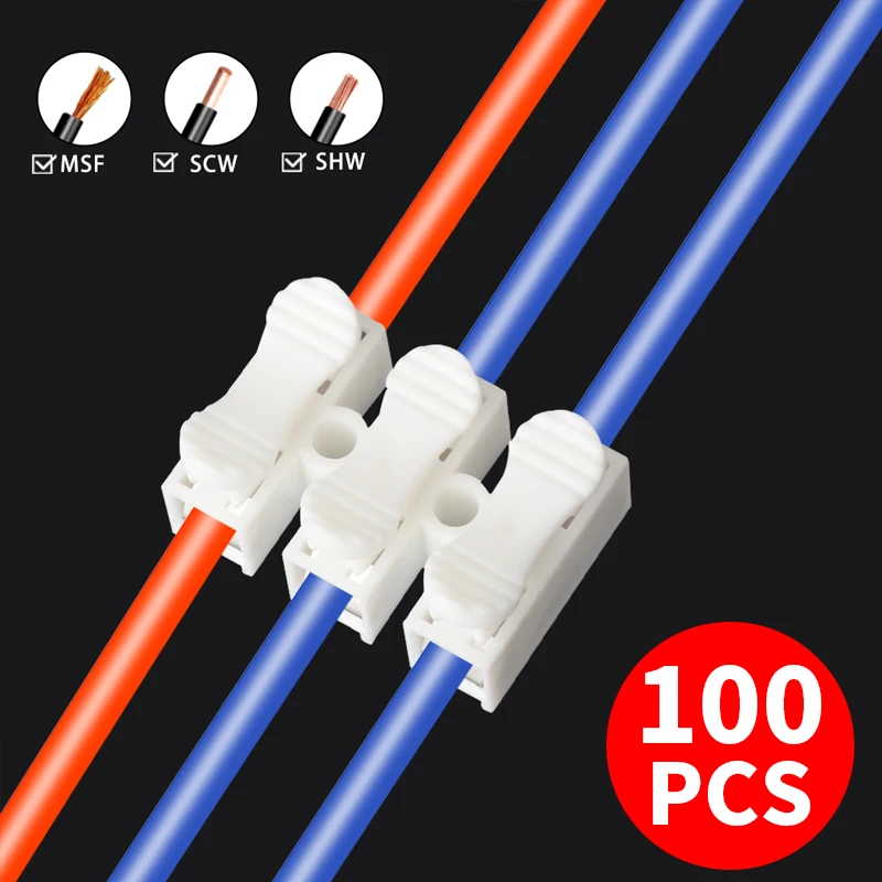 

JINH 100Pcs 3P CMK 823 Quick Connectors Mini Press Type Inline Docking Electrical Stranded Fixed Flexible Wires Universal Splice