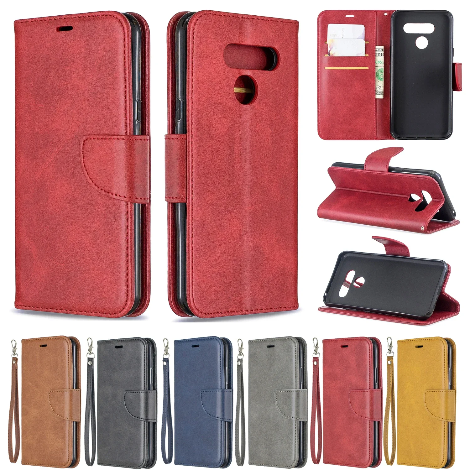 Lambswool Pattern Solid Color Leather Case Wallet Flip Phone Case For LG K42 K61 K51