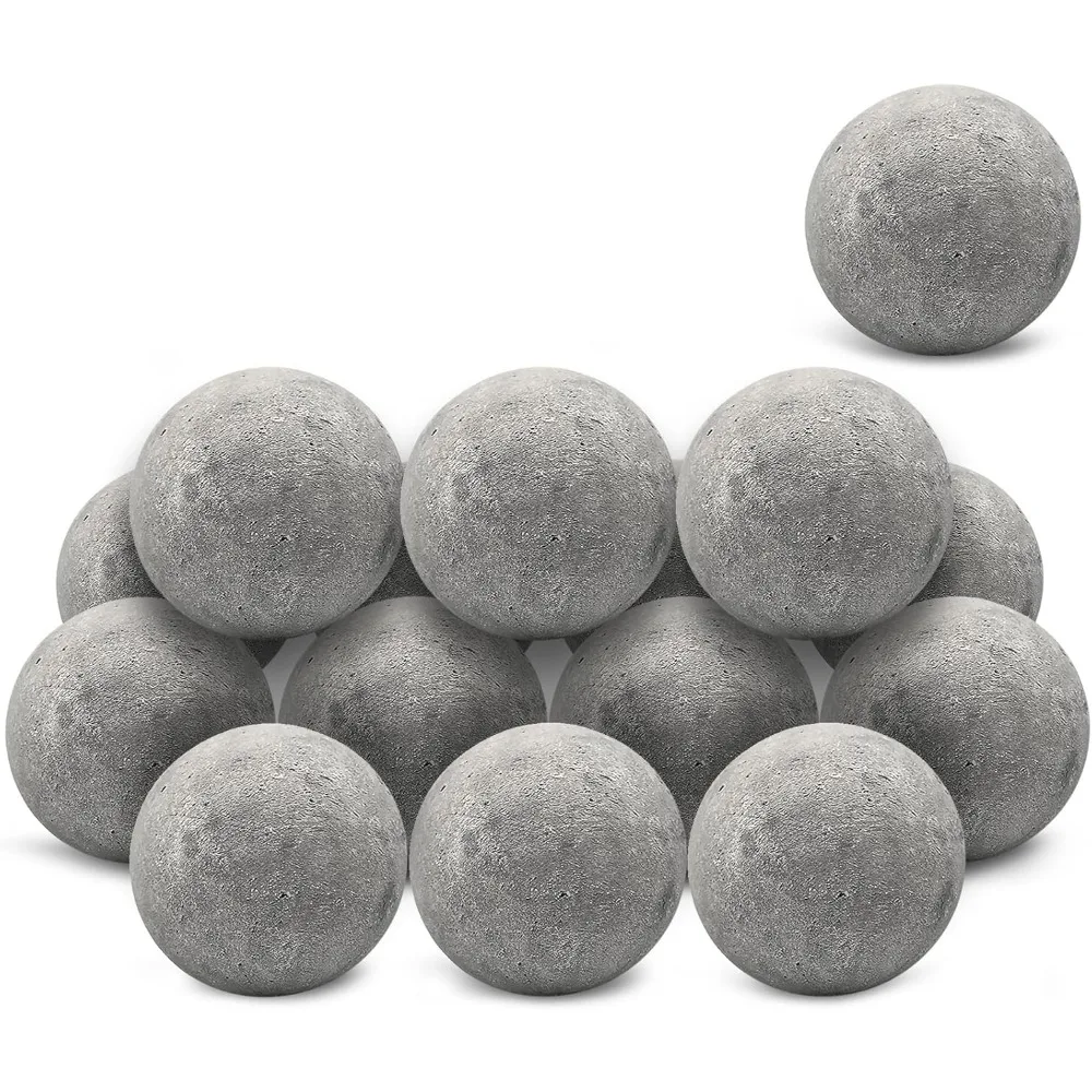 

Zhenx Ceramic Fire Balls, 3 Inch, Set of 15 Round Fire Stones, for Indoor and Outdoor Fire Pits, Fire Bowls and Fireplaces, Grey