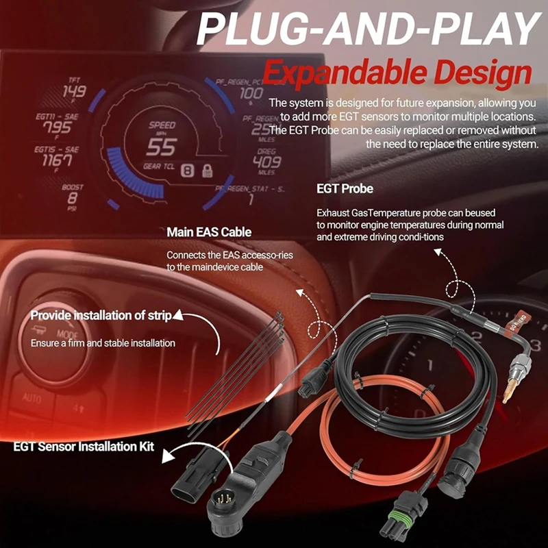 Super Sale 98620 EAS EGT Probe Kit for Edge CTS3, CTS2, CS2, CTS & CS Insight Monitor - Expandable Exhaust Gas Temperature Senso