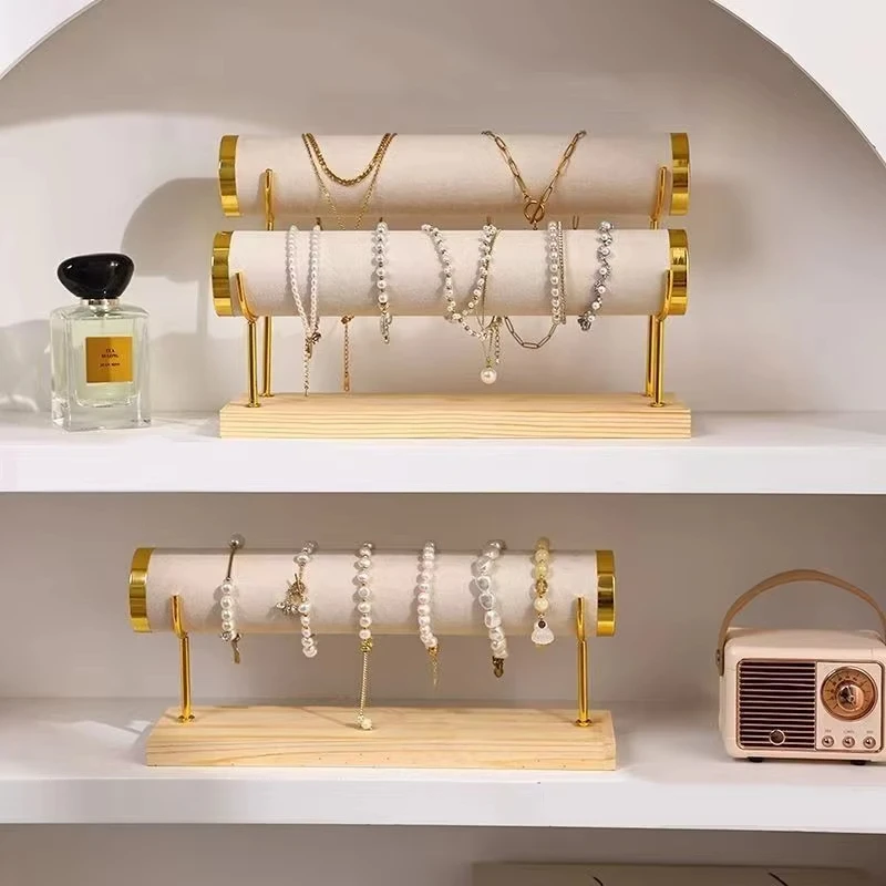

Watch Stand Elegant Rings Display Stand Single Layer Display Pink Velvet Jewelry Display Stand For Necklaces