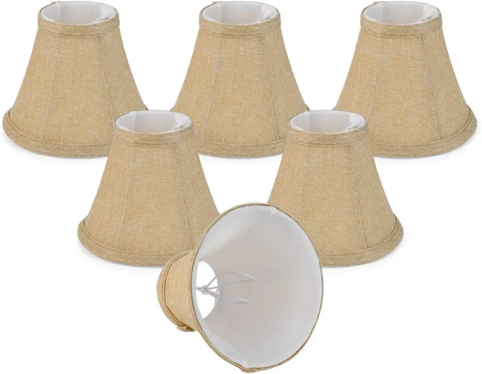 Wellmet Small Lamp Shade,ONLY for Candle Bulbs,Clip-on Drum Lamp Shades,Set of 6, 3x6x5 Inches