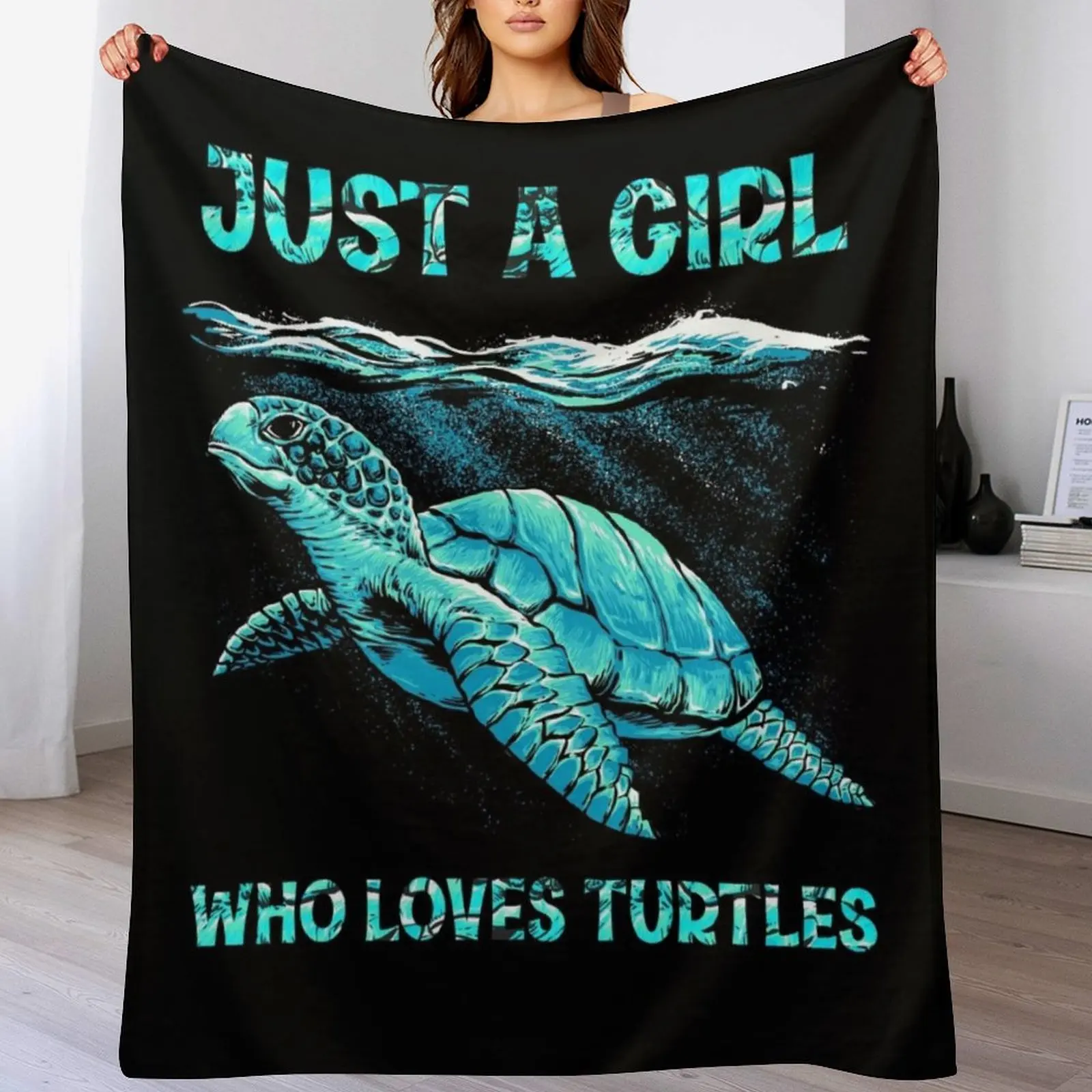 

Just a girl who loves turtles - Turtle gift Throw Blanket Luxury Designer Soft Plush Plaid Furry Sleeping Bag Blankets