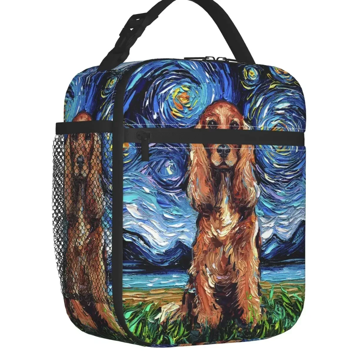 Red Cocker Spaniel Starry Night Insulated Lunch Bag Leakproof Pet Dog Lover Cooler Thermal Bento Box Beach Camping Travel