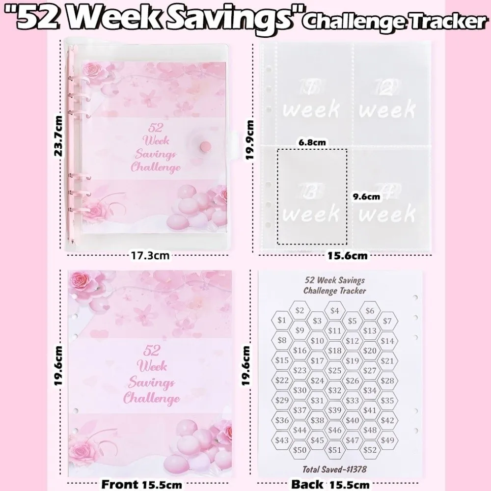 Save Money 52 Week Savings Challenge PVC Large Capacity Money Collection Book Office Stationery Portable
