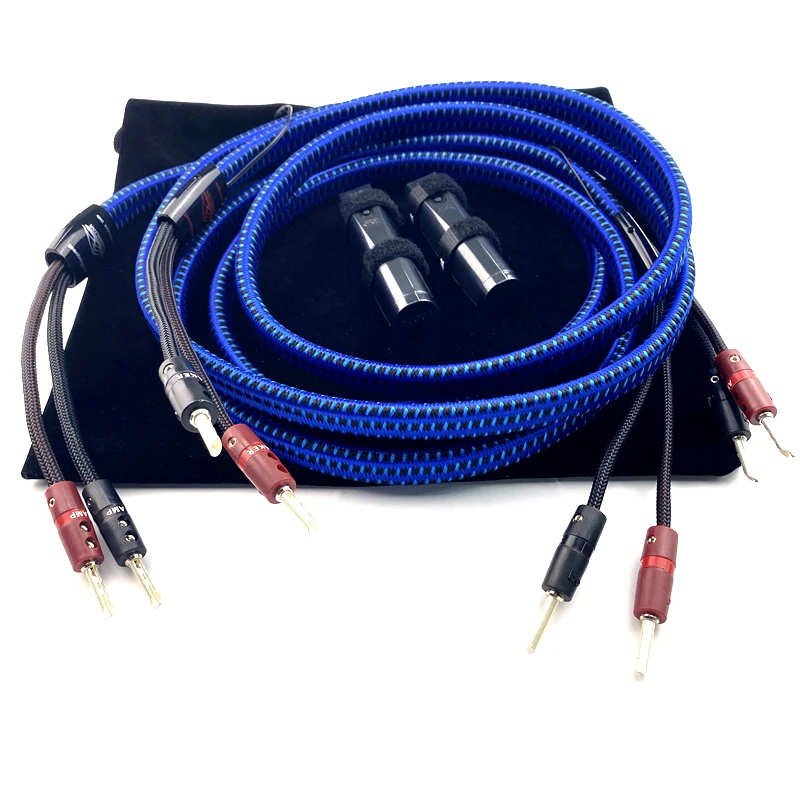 

Audiophile Gibraltar Speaker Cable BFA Silver Banana Spade Plug Audio Line with 72V Battery