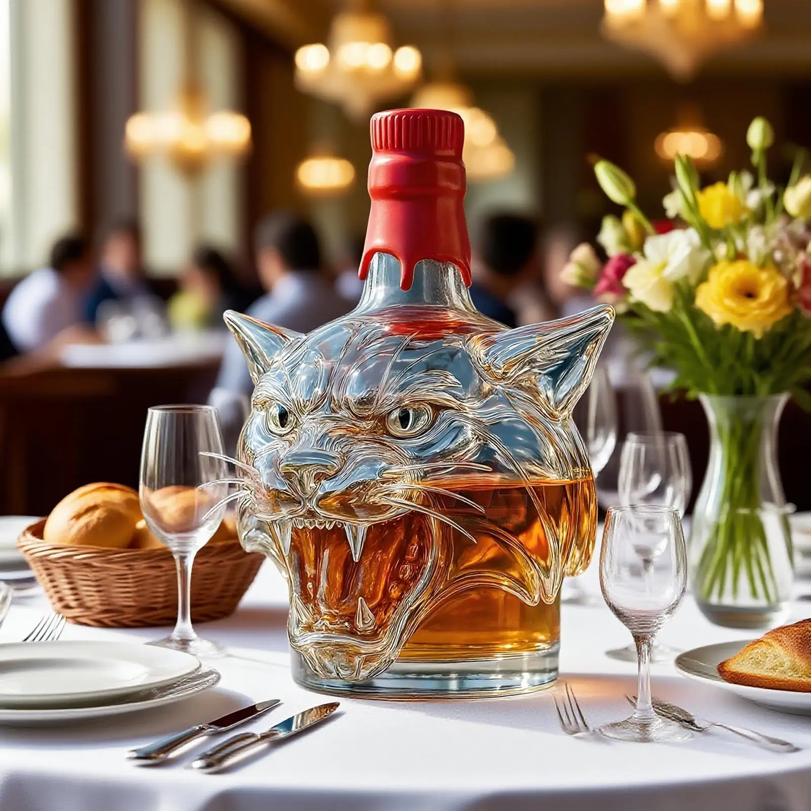 

Tequila Decanter Glass Whiskey Alcohol Decanter Bottle Tiger Head Profile Bar Tool Drink Container For Wine Bourbon Brandy Vodka