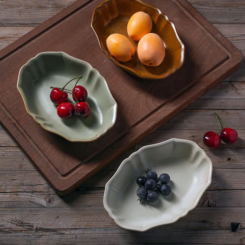 

Retro Japanese Sle Oval Long Plate Thiened Fruit Salad Bowl Creative Ins Wind Home Use Small Soup Bowl Lace
