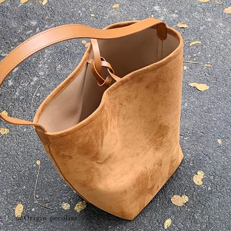 

Матовая замшевая женская сумка, большая вместительная сумка-ведро, женская сумка на плечо под мышками, женские сумки