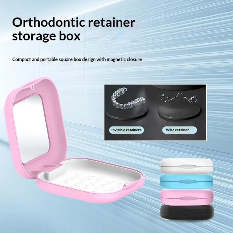 Invisible Retainer Box Mirror Storage Case Square Mouth Guard Aligner Braces Container Oral Hygiene Supplies