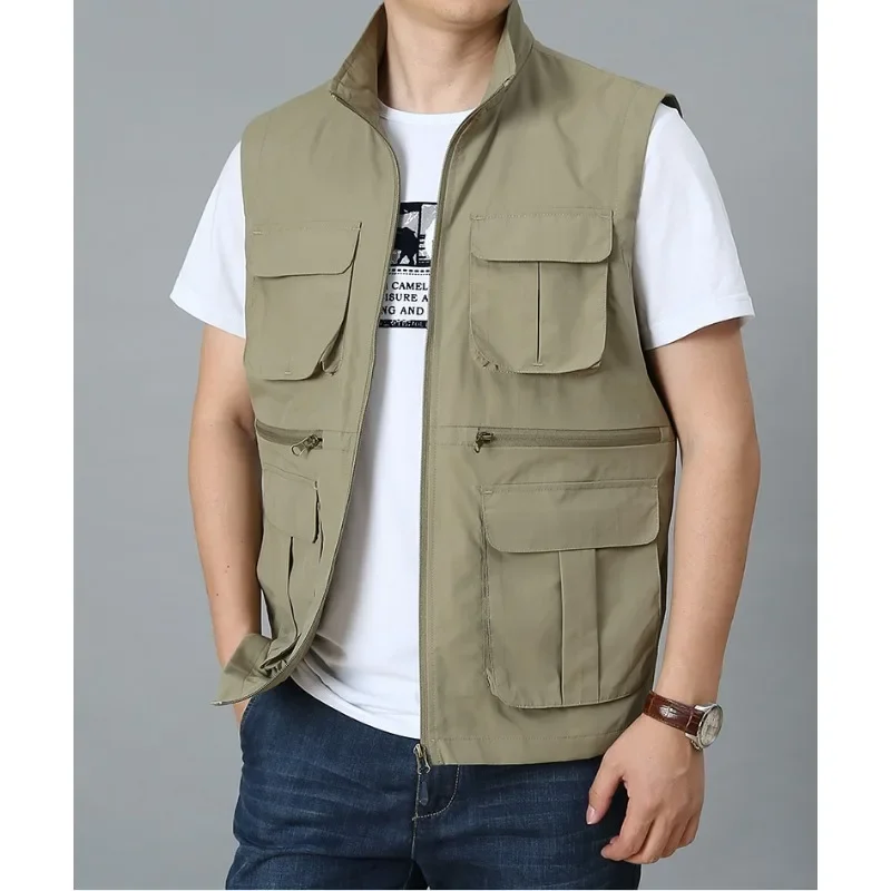 Fishing Clothing Golf Vest Men Sleeveless Jacket Camping Windbreaker Leather Vests Gilets Hunting Denim Waterproof Luxury Brand