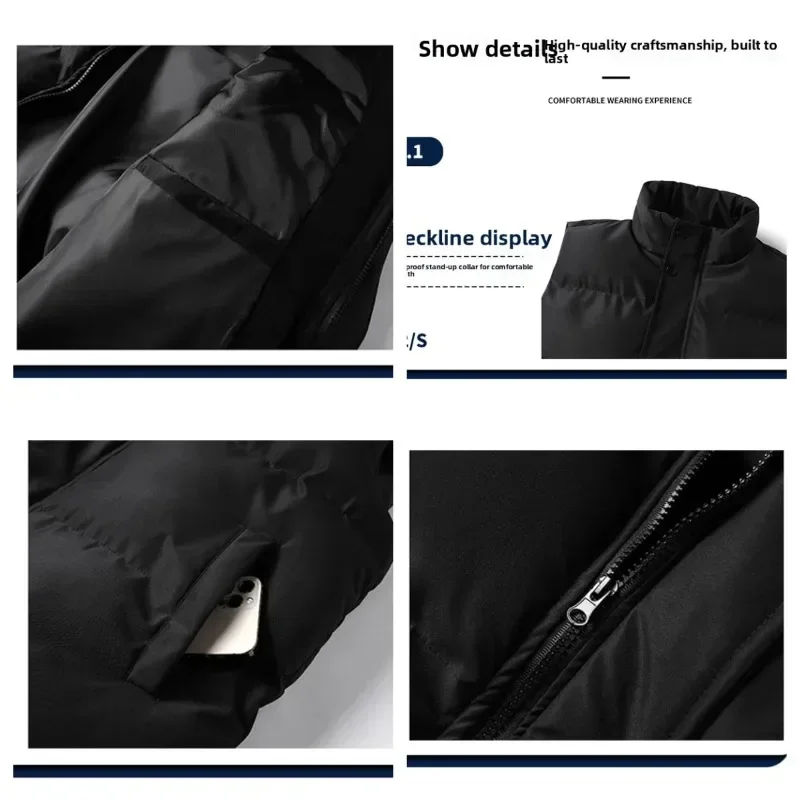 Colete de algodão jaqueta masculina novo puffer sem mangas casacos dos homens jaqueta de cor sólida inverno quente outwear blusão roupas