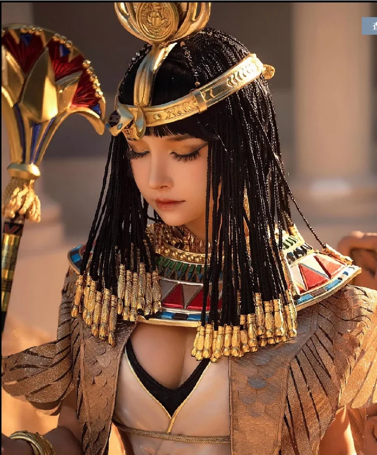 Peluca de Cleopatra Cos, adorno de pelo de Halloween, trenza sucia de Anime para club nocturno