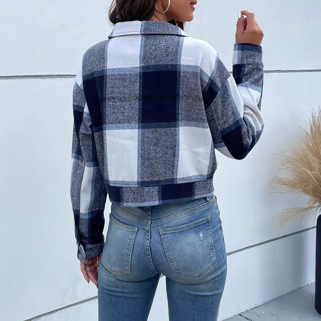 Loose Fit Long Sleeve Coat Cropped Literary Retro with Ultra Short Length Single Breasted Multi Button Front Women Jacket