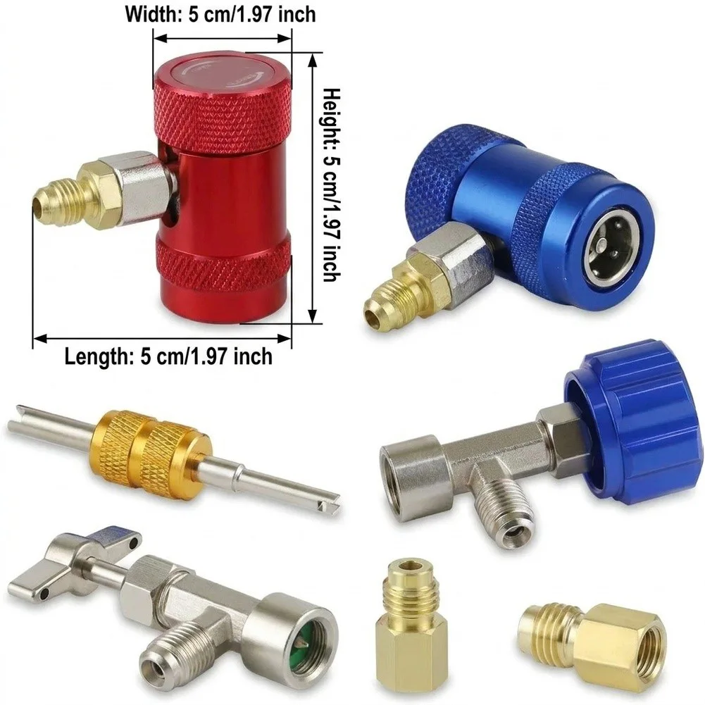 /Car A/C Quick/ Coupler/ Adapter Kit With Self-Sealing Can Tap Valve For R1234YF Plastic Metal Car Replacement Engine Parts
