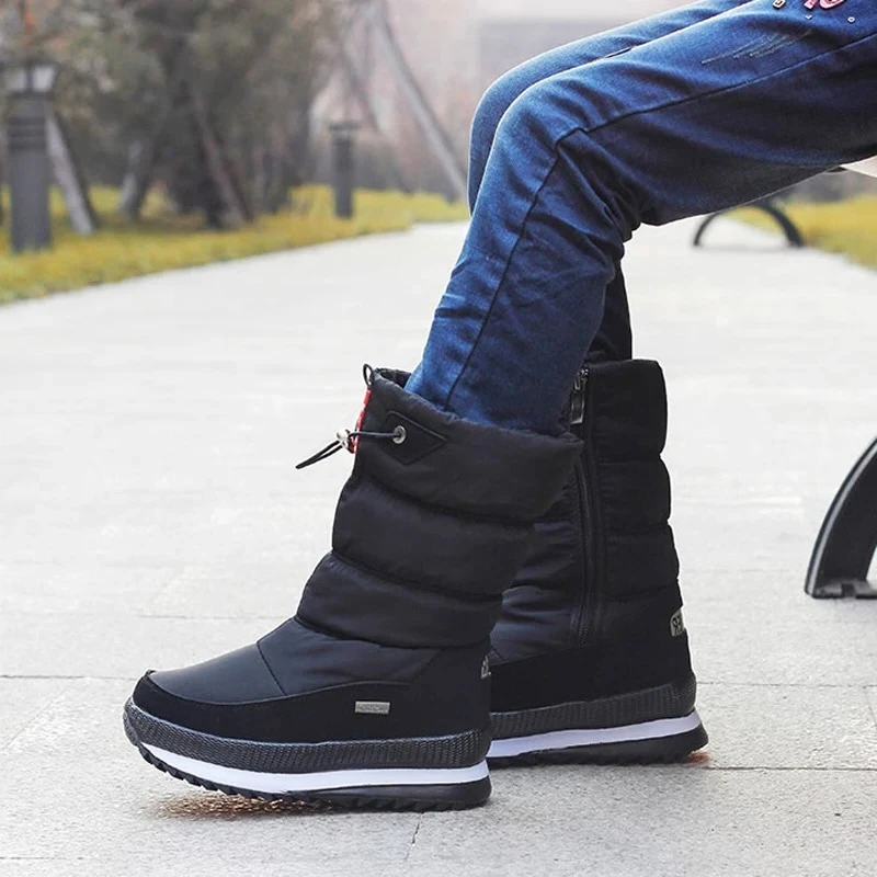 

Women Boots Winter Shoes Warm Plush Mid-calf Boots Waterproof Rubber Non-slip Platform Snow Boots Female Plus Size 42 White