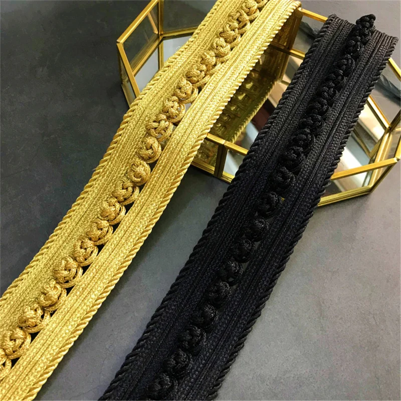 length=40 cm Gold wire trapezoidal buttons, military uniforms, dresses, dance clothes, decorative buckles